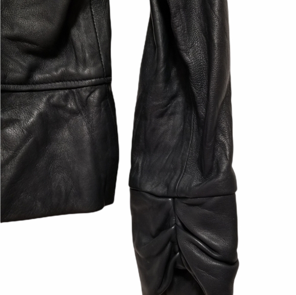 MIKE & CHRIS Genuine Leather Jacket Navy Blue/ (Grayish Blue) Detachable Hood - Picture 7 of 14